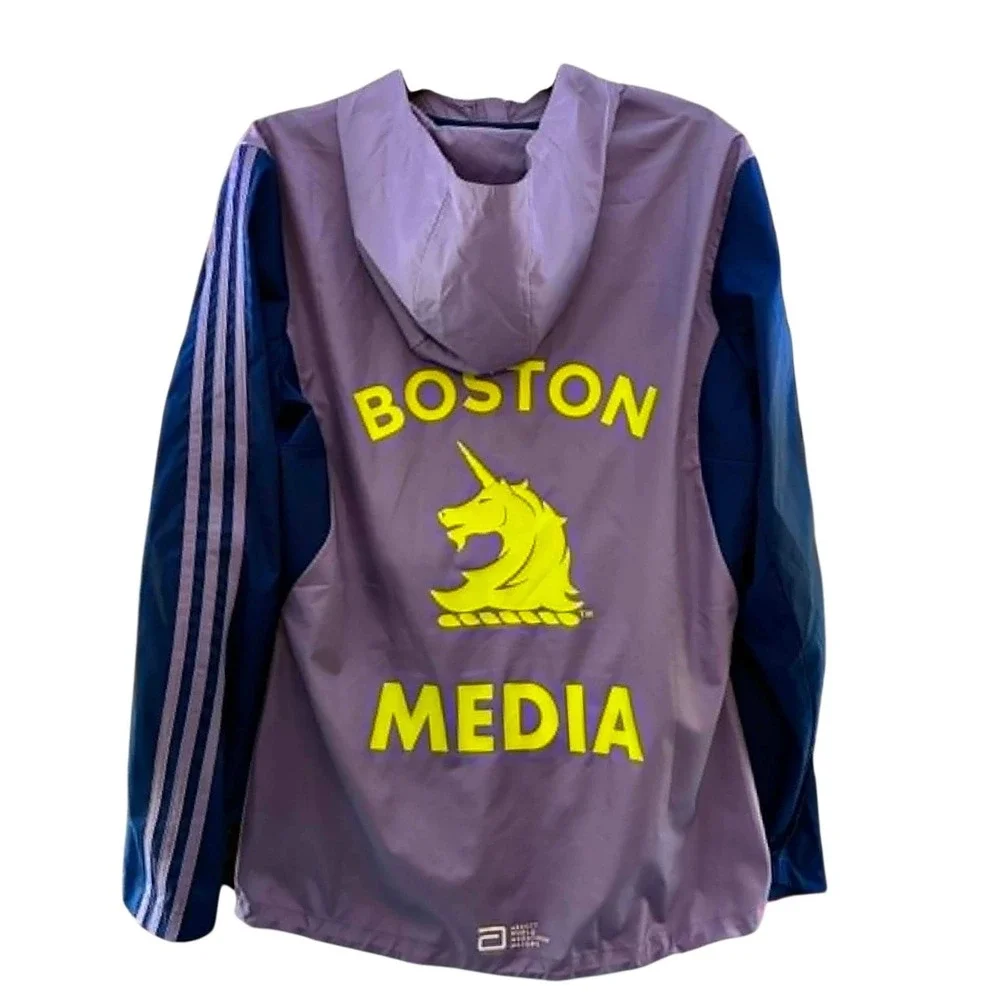 Adidas 2022 Boston Marathon Media Jacket Mens M Purple Blue Running